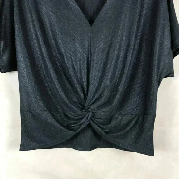 CODE x MODE Black V-neck Knot Front Dressy Top Size MEDIUM - Picture 4 of 7